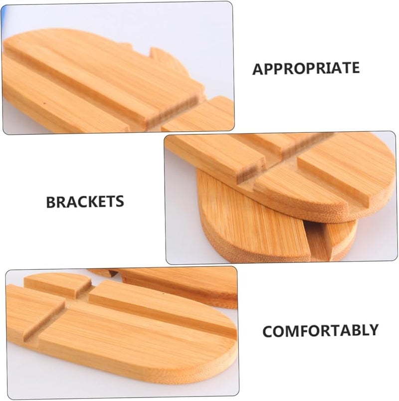 Natural Bamboo Phone Stand Multi Function Holder For Smartphone Tablet Desk Office - Image 4